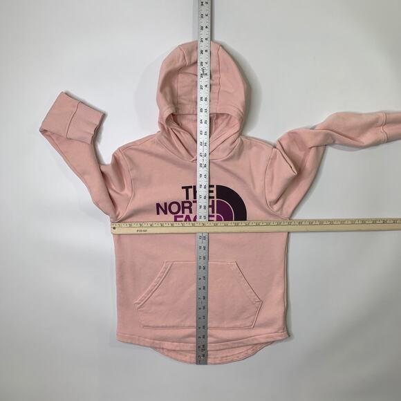 The North Face Hoodie Girls M Medium Pink Dome Fleece Line Pullover Pouch Pocket - Picture 3 of 12